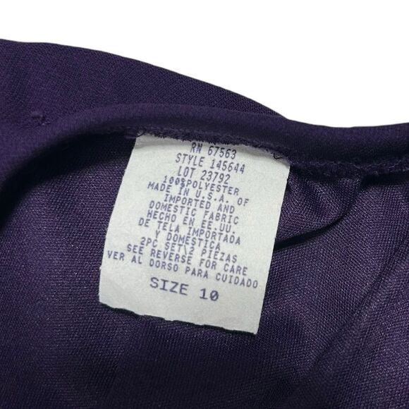 Vintage S.L. Fashions Two Piece Purple Skirt Set Matching Top Floral Pattern - Picture 7 of 10